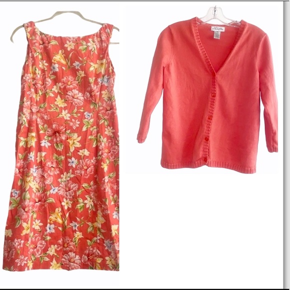 ⭐️Jones New York Tropical Dress, Sheath and cardigan 😊 - Picture 1 of 16